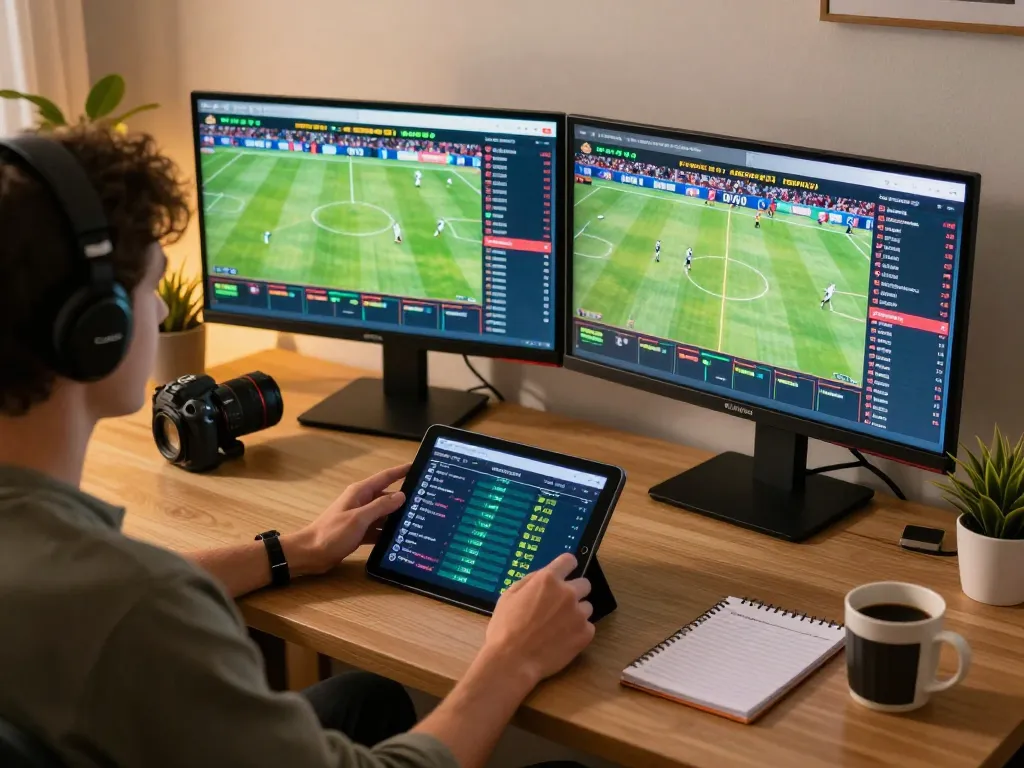 Engaging in responsible sports betting at home with Vsbet, showcasing dynamic user experience and interactive screens