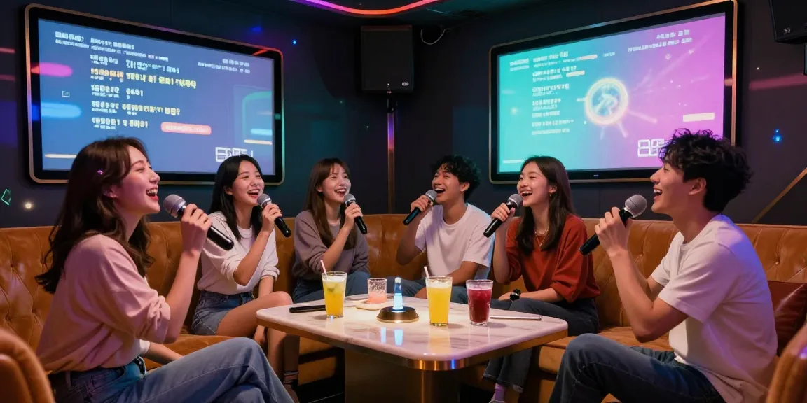 강남쩜오에서 친구들과 즐거운 노래방 경험을 만끽하는 모습