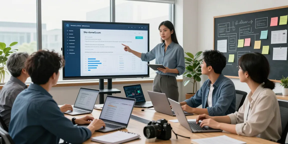 IT professionals analyzing security metrics for shs-dome5.com in a modern tech office setting.