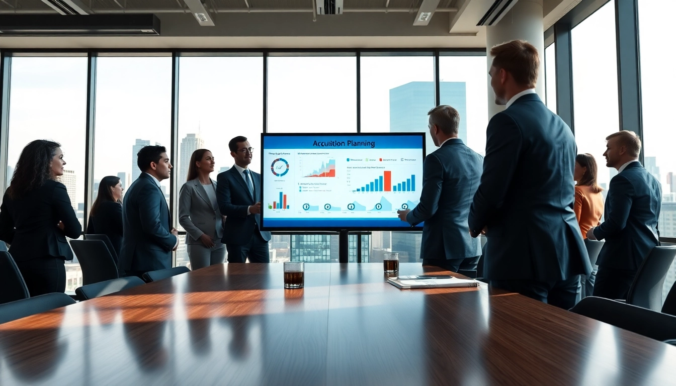 Engaging discussion on Acquisition Planning with executives in a modern conference room.