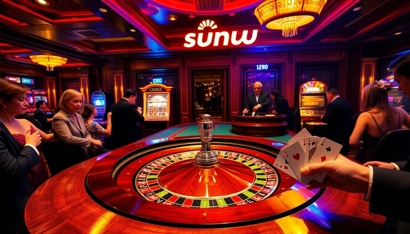 Experience the adrenaline of sunwin at a luxurious casino table with vibrant chips and thrilling gameplay.
