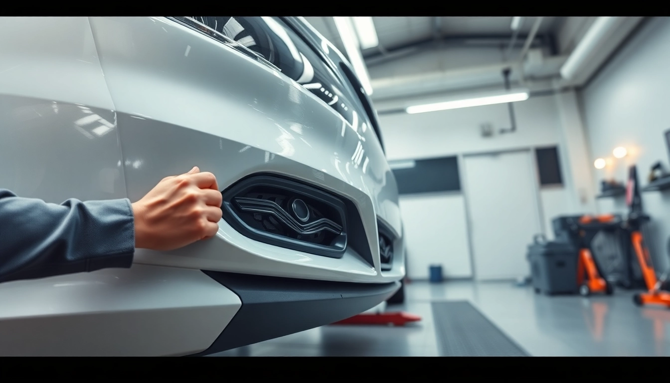 ScuffDoc professional technician repairing a vehicle in a bright, clean garage environment.