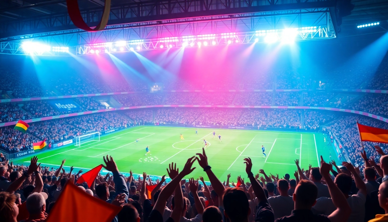Exciting football match with live betting odds displayed on the scoreboard from https://keonhacai.study/.