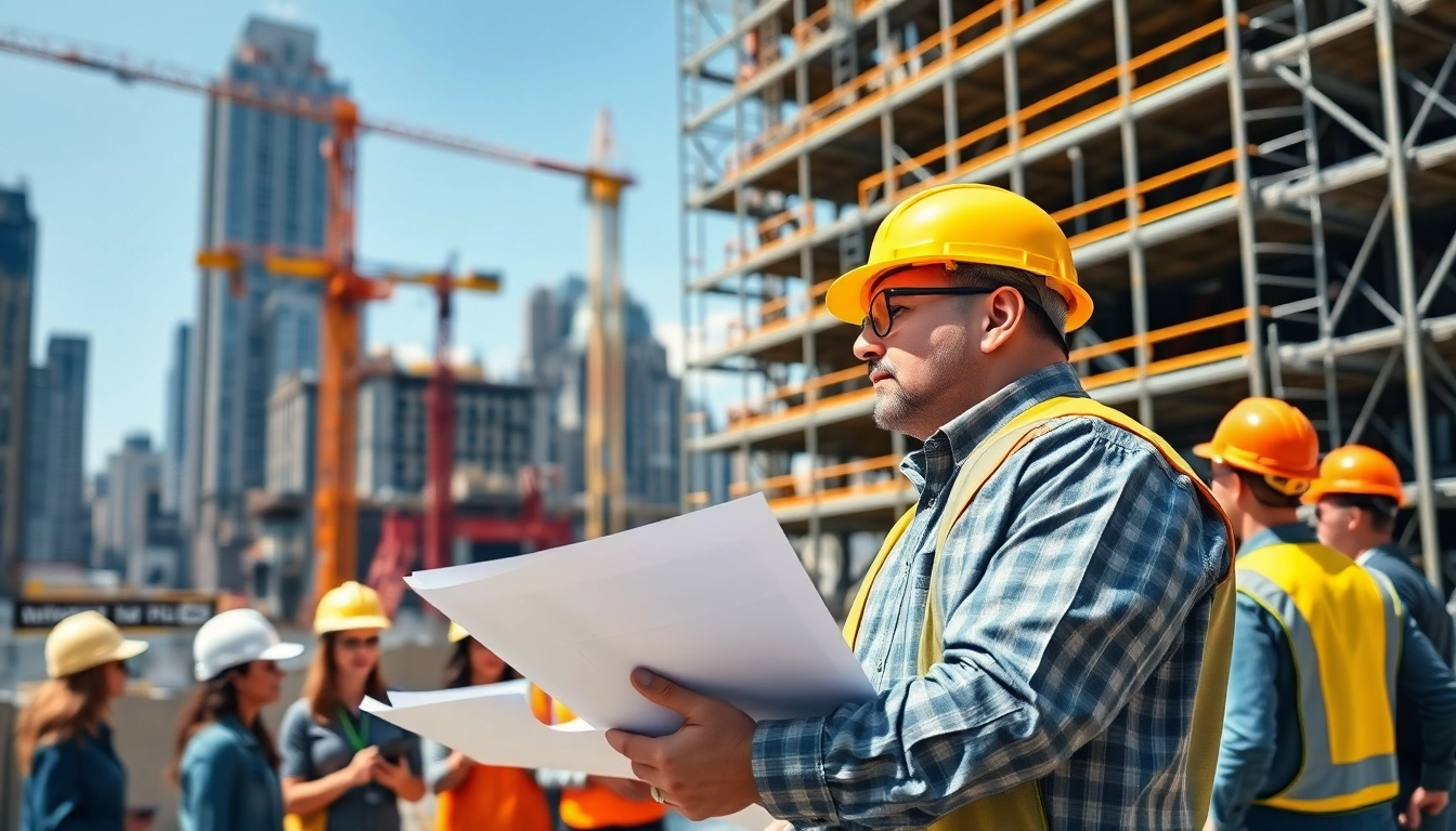 Manhattan Commercial General Contractor actively managing a vibrant construction site with a diverse team.
