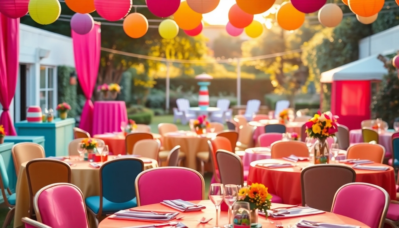 Plan your celebrations with amazing party rentals near me, featuring colorful setups and elegant decorations.