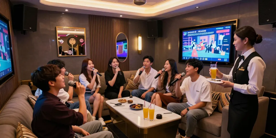강남쩜오 프리미엄 노래방에서 즐거운 시간을 보내는 고객들
