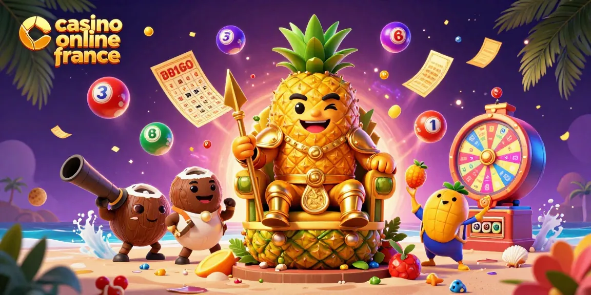 Jouez au casino en ligne France avec le roi ananas et ses gardes dans un monde dynamique de jeu.
