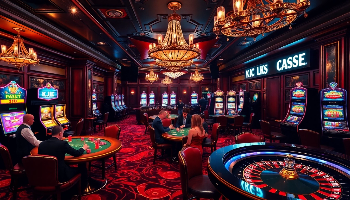 Engaging players at KJC casino tables in a sophisticated gambling environment.