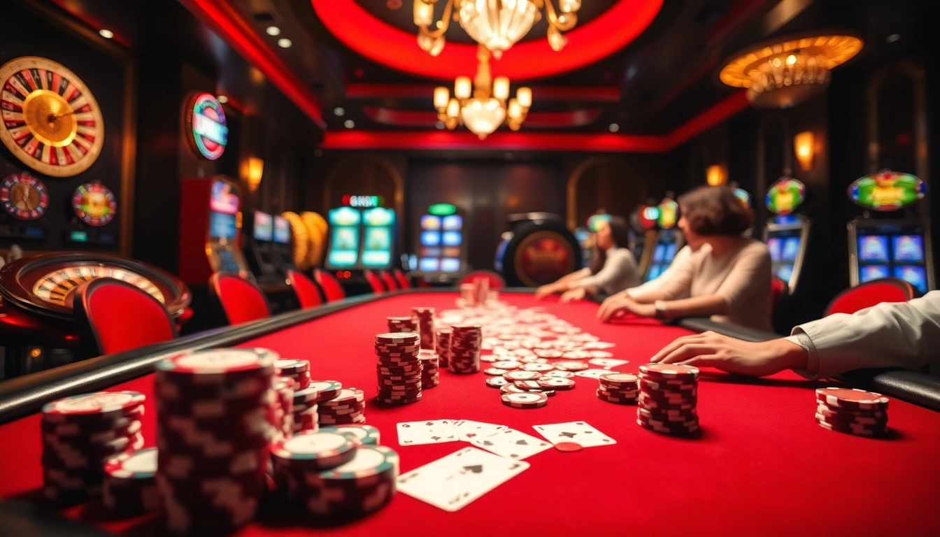 Rasakan sensasi IDN poker di meja kasino mewah yang dipenuhi chip dan kartu.
