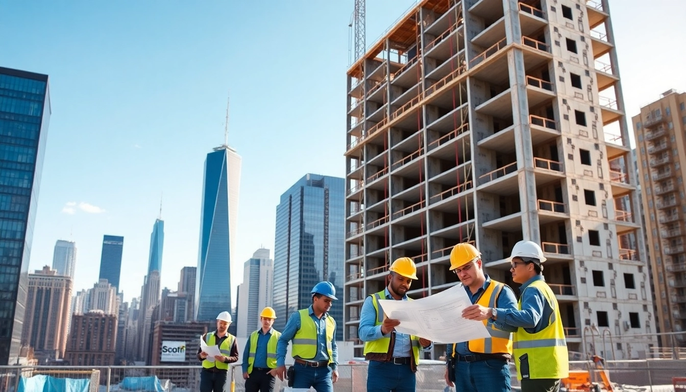 Manhattan Commercial General Contractor team collaborating on high-rise construction project in NYC.