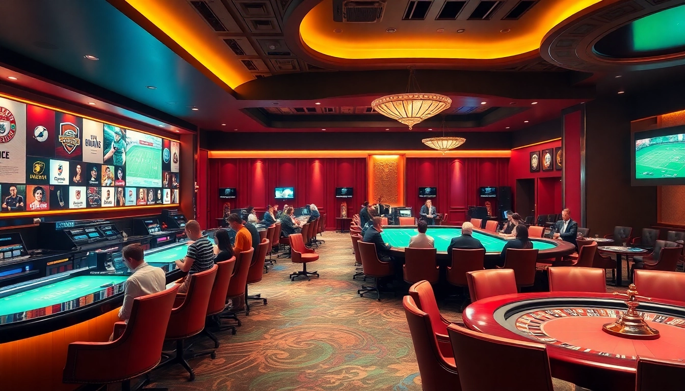 Excited gamblers engaging in sports betting at Adobet88's luxurious online sportsbook.