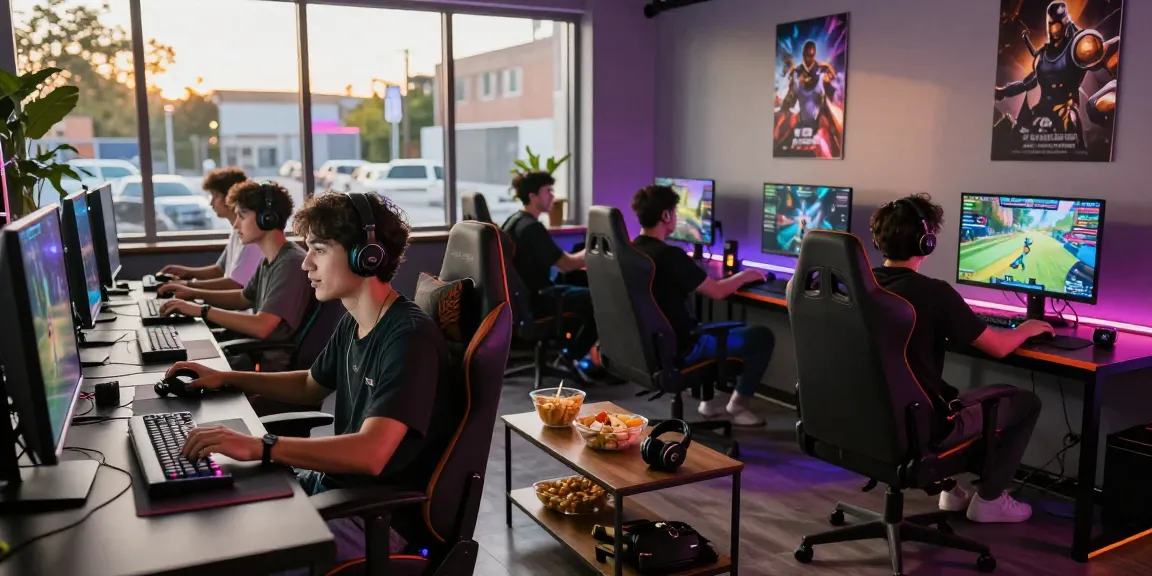 Young adults enjoying a gaming session in a vibrant lounge setting, focusing on rokok88 gaming experiences.