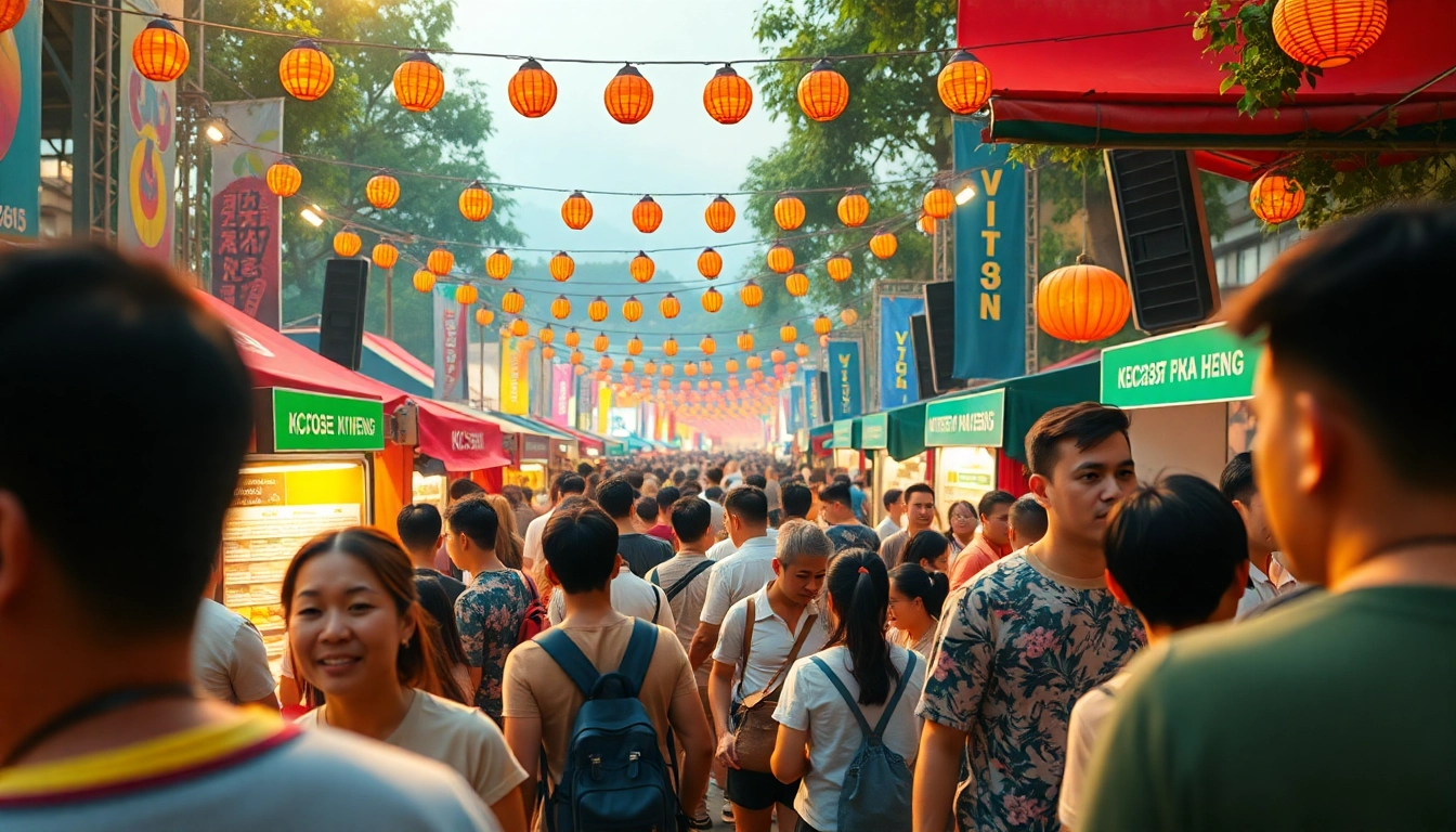 KJC365 vibrant international entertainment event in Vietnam showcasing diverse attendees and activities.