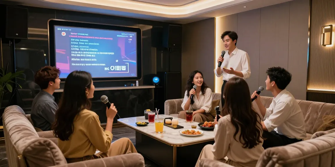 강남쩜오의 프리미엄 유흥 공간에서 고객들이 즐겁게 노래하는 모습과 세심한 서비스가 돋보이는 장면