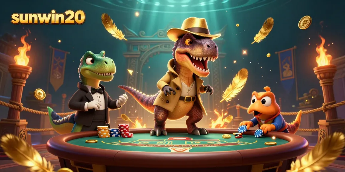 Experience the thrill at sunwin20 with a velociraptor counter and unique casino characters.
