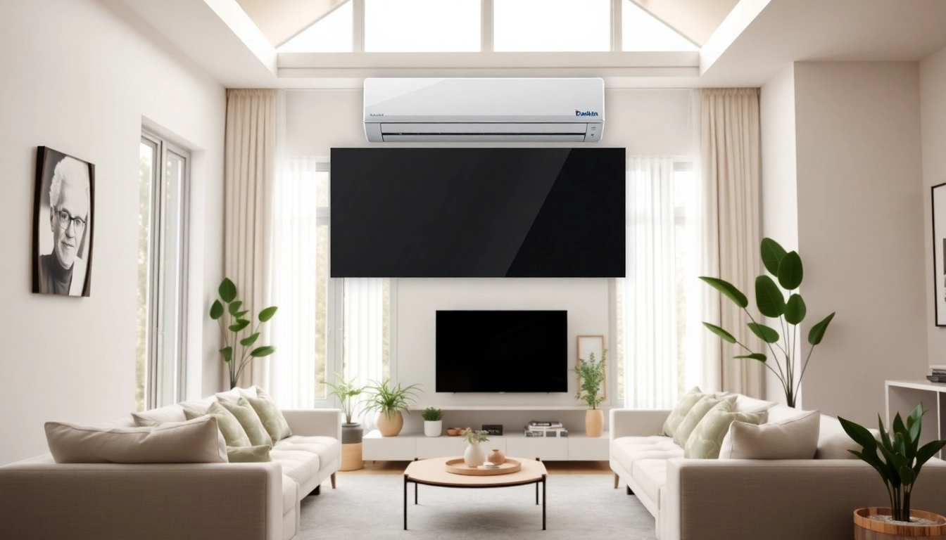 Enhance your comfort with a Daikin mini split AC unit in a modern living room.
