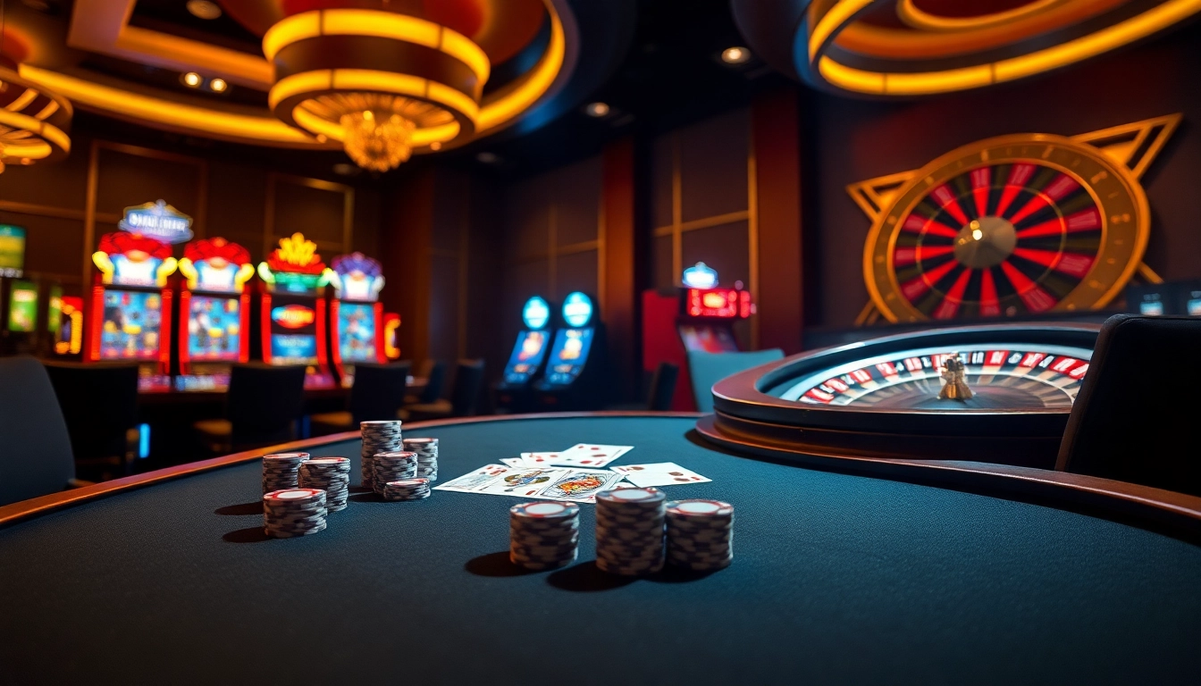 Engaging poker scene showcasing nhà cái rr88 with casino chips and cards on display.