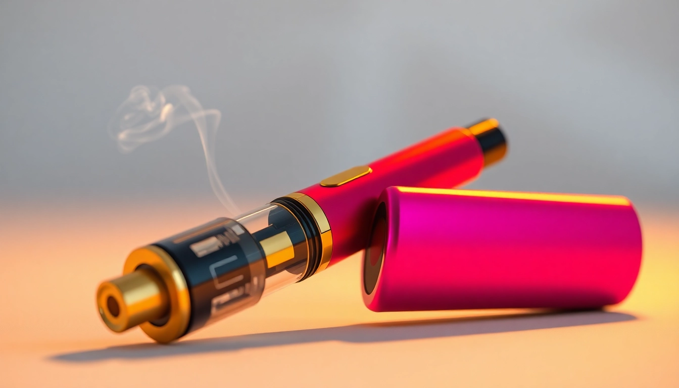 PECAH837 stylish disposable vape pen showcasing innovative design and vibrant gold accents.