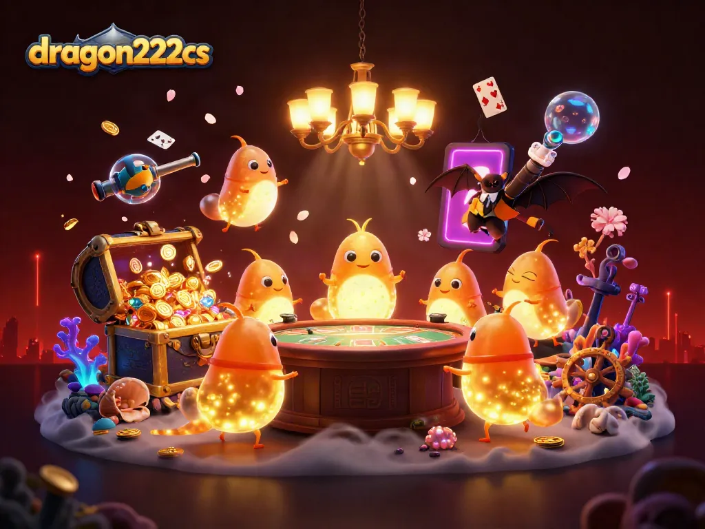 Experience thrilling gameplay at dragon222cs with enchanting glowworms lighting a vibrant casino scene.
