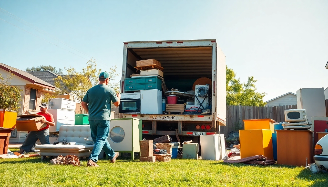 Efficient junk removal team clearing a cluttered yard in Paramus, emphasizing professionalism and eco-friendly practices.
