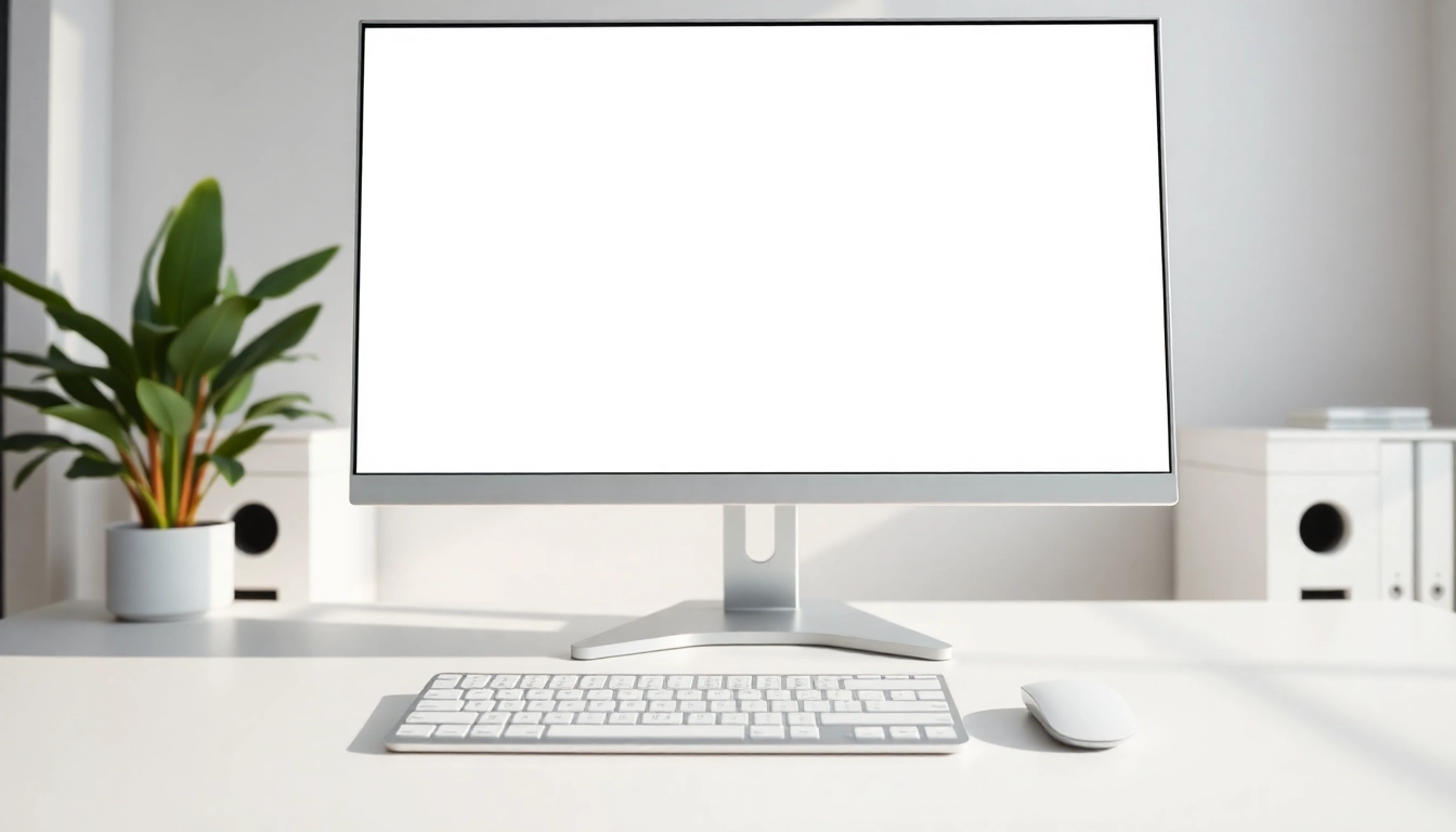 Bright white screen for enhanced focus and lighting, showcasing beyaz ekran in a modern workstation.