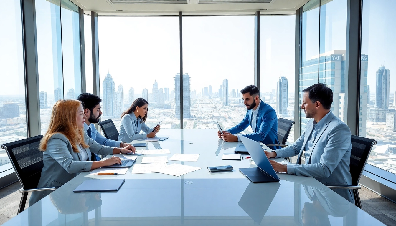 VAT Consultancy in Abu Dhabi team collaborating effectively in a professional office setting.