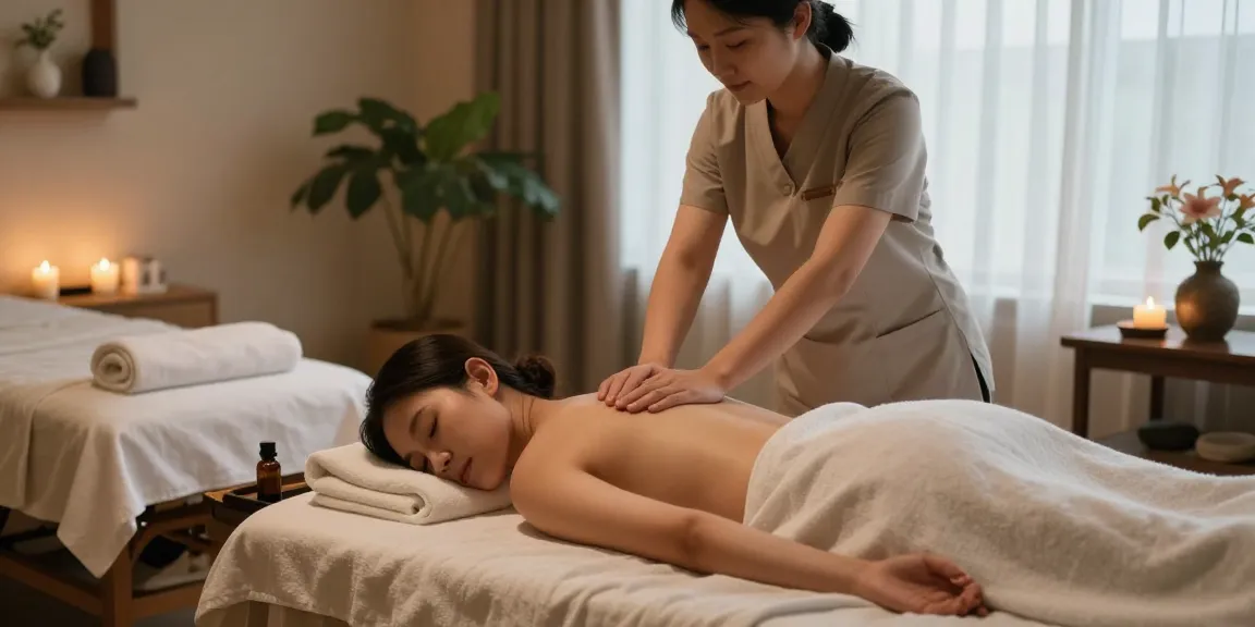 역삼동마사지 전문가가 편안한 환경에서 고객에게 스웨디시 마사지를 진행하는 모습