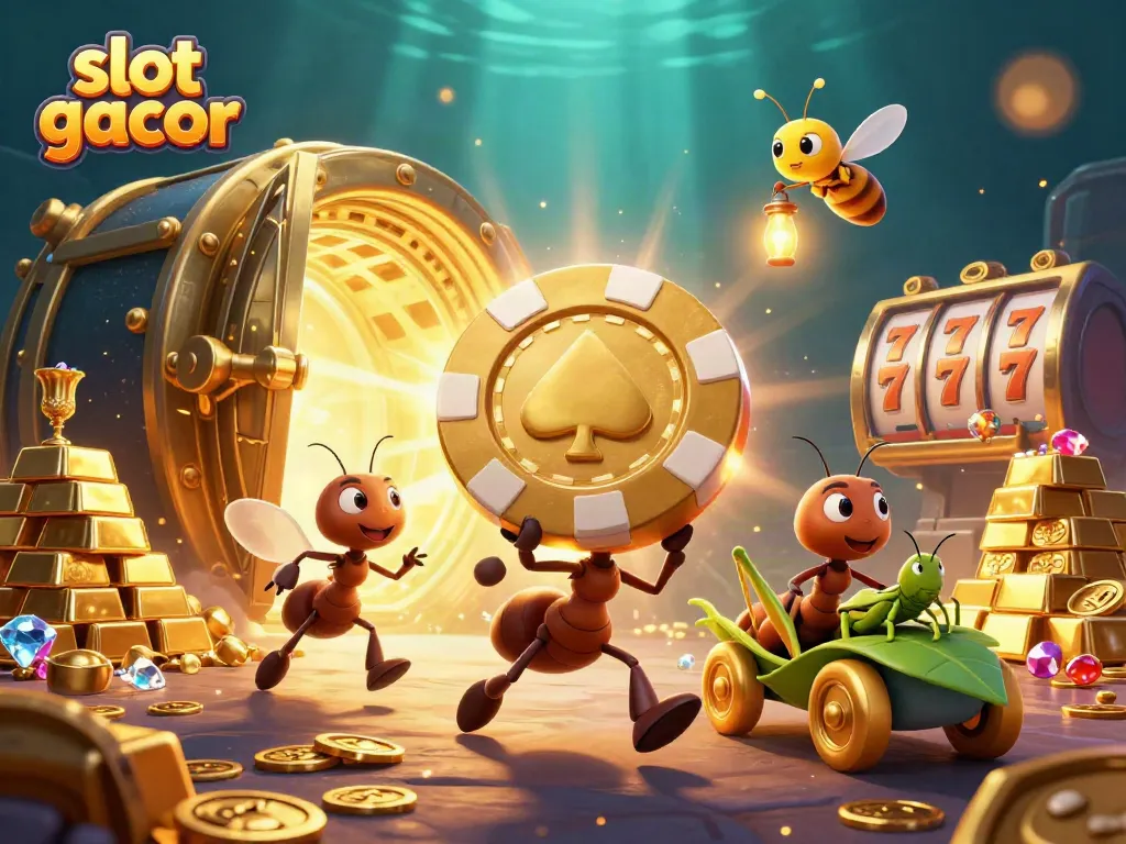 Engage with the excitement of slot gacor as cartoon ants embark on a heist with treasures and jackpots.