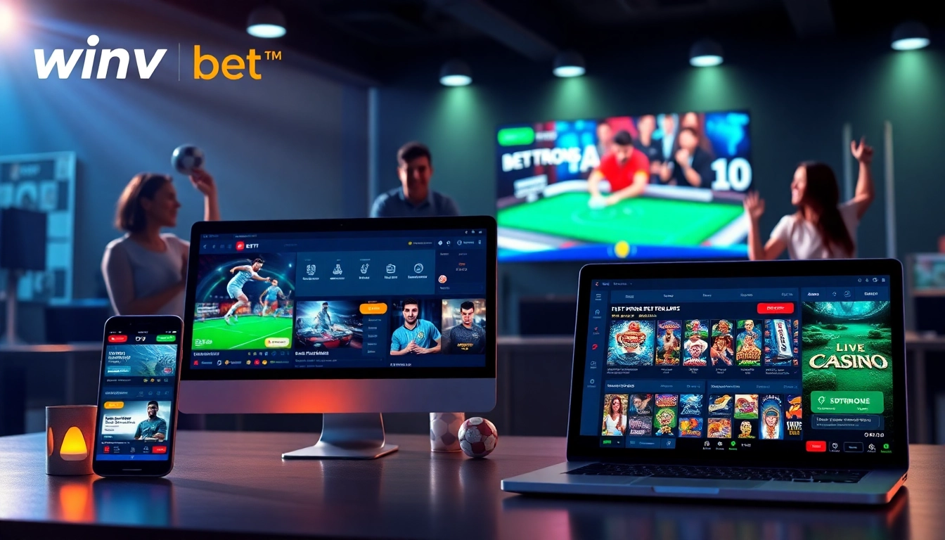 Winvn bet interactive online betting platform showcasing sports and casino games.