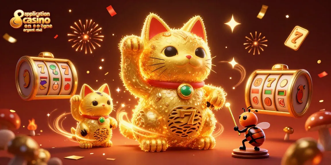 Application casino en ligne argent réel : illustration colorée d’un chat porte-bonheur en feu d’artifice.