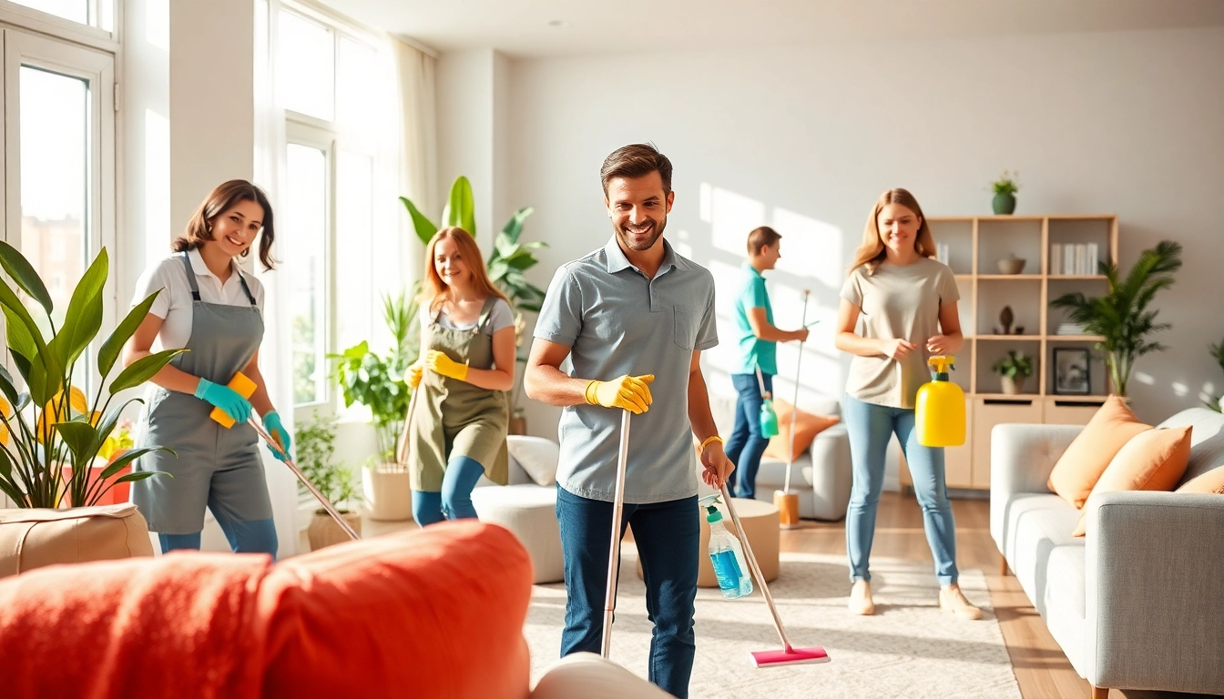 Cleaning Service team efficiently cleaning a modern home environment with professional tools.