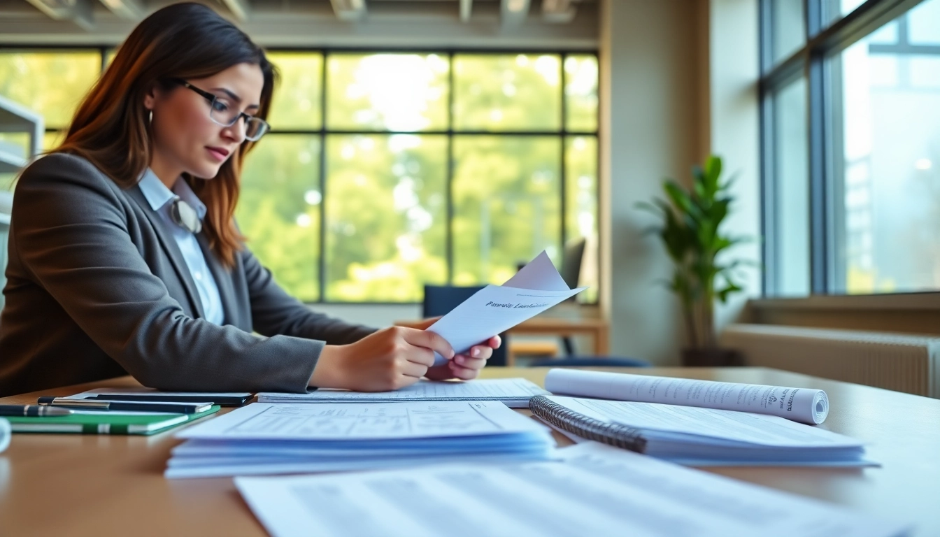 Visualize a consultant working on grants and pre-post award compliance in a professional setting.
