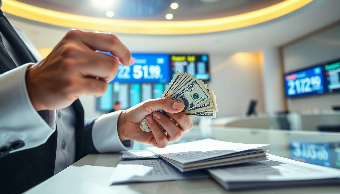 Mendemonstrasikan cara deposit 1k dalam uang tunai di bank untuk transaksi yang aman.
