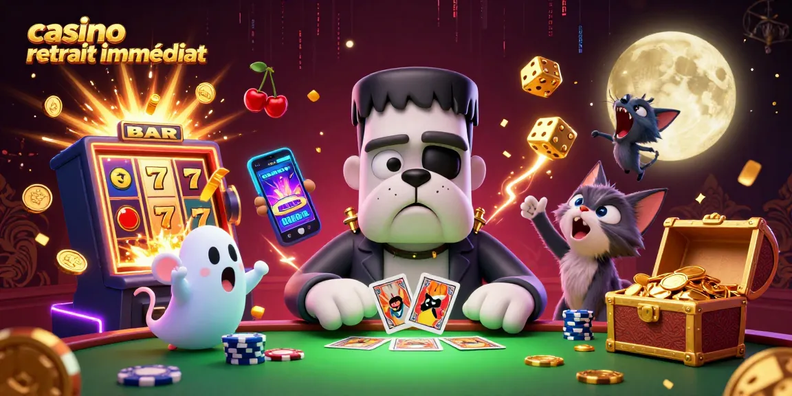 Visualisez le frisson du casino avec un bulldog Frankenstein au poker dans un décor captivant - casino retrait immédiat.