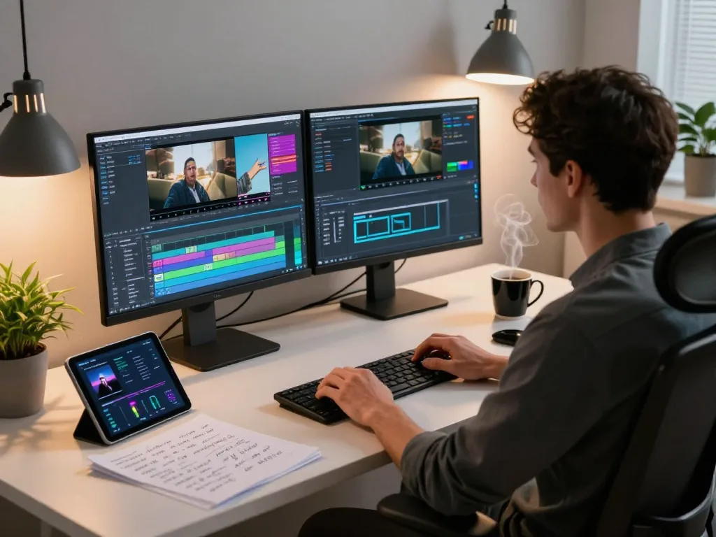 Professional video editor generating detailed prompts from video to prompt technology