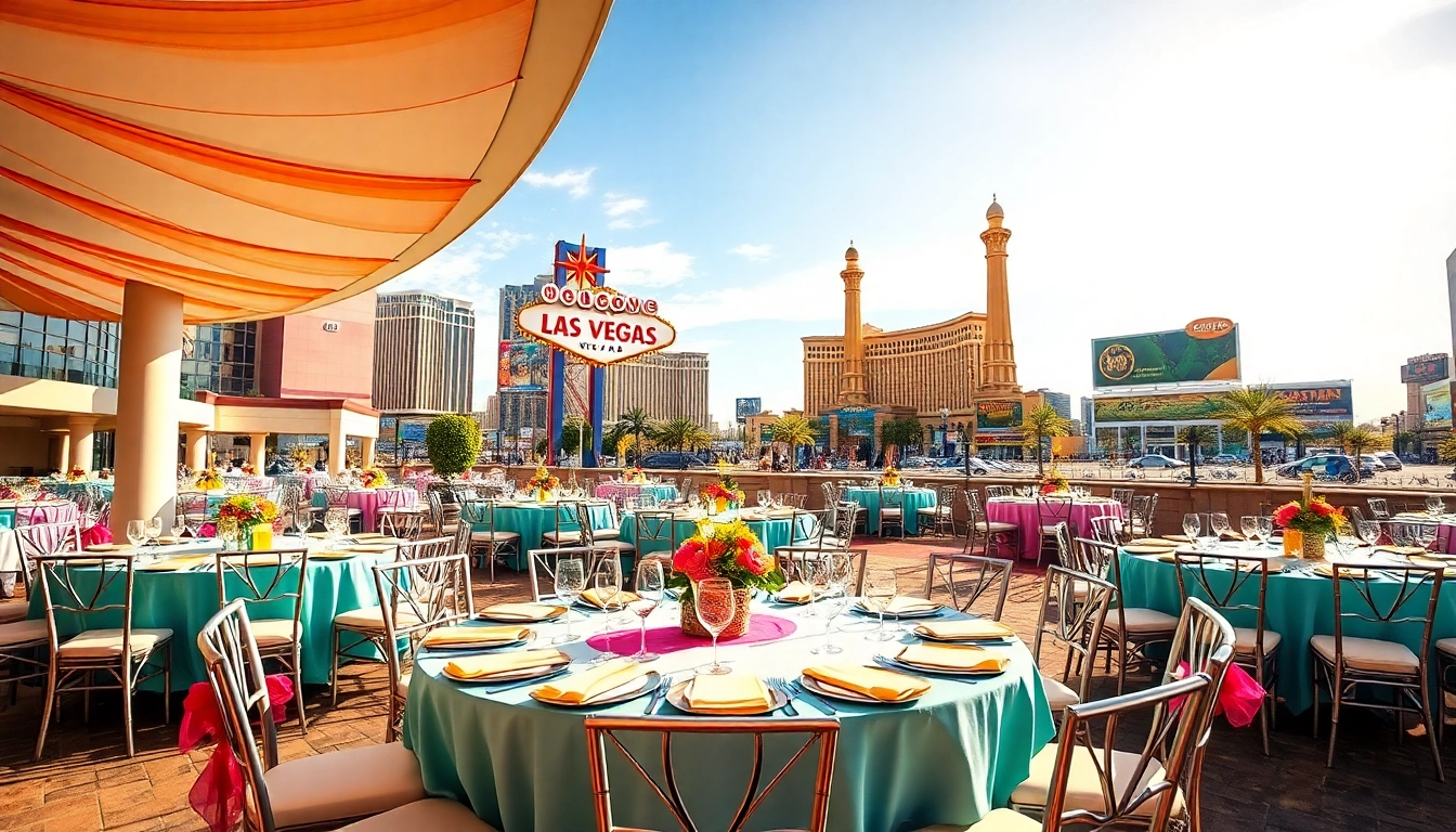 Celebrate with stunning Party Rentals Las Vegas, featuring elegant table and chair arrangements and vibrant decor.