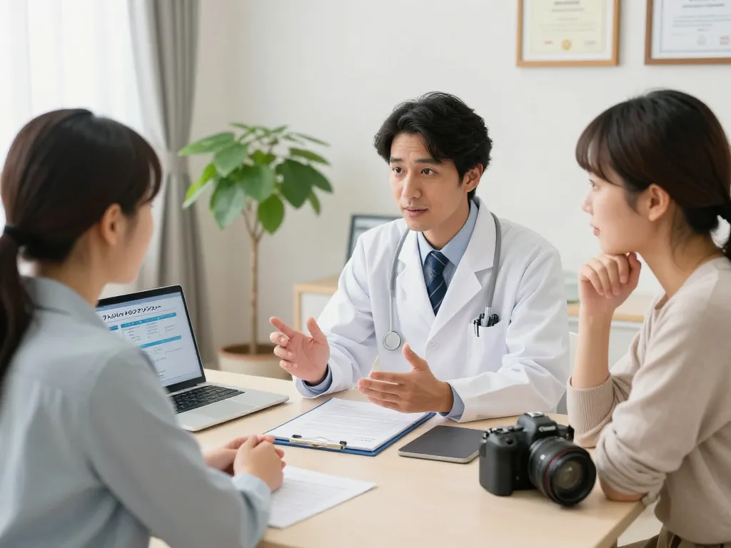 患者の満足度と信頼を高めるアトムクリニックの口コミレビューでの相談シーン。
