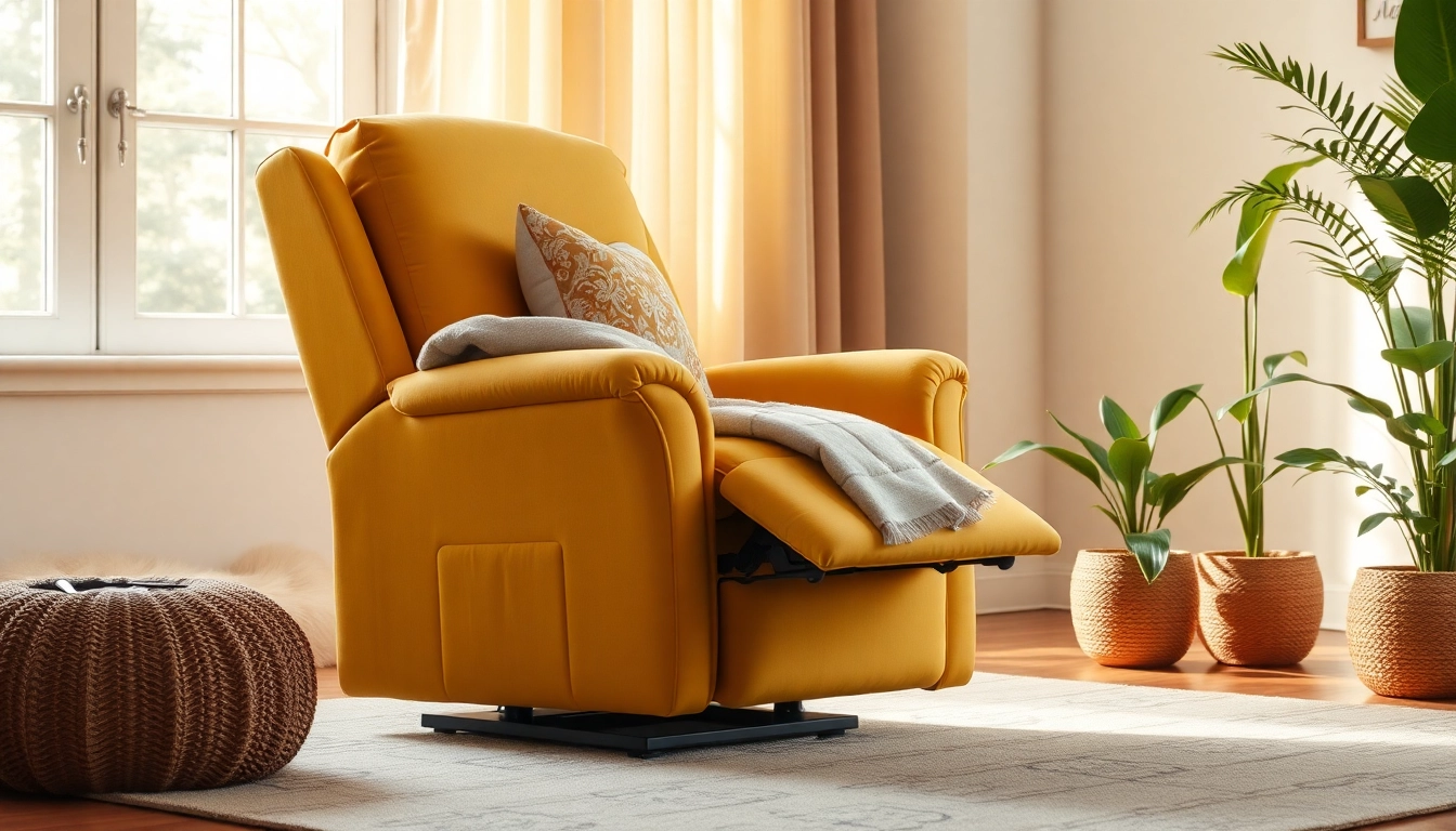 Experience the comfort of a heated lift chair with plush design and elegant features in a cozy setting.