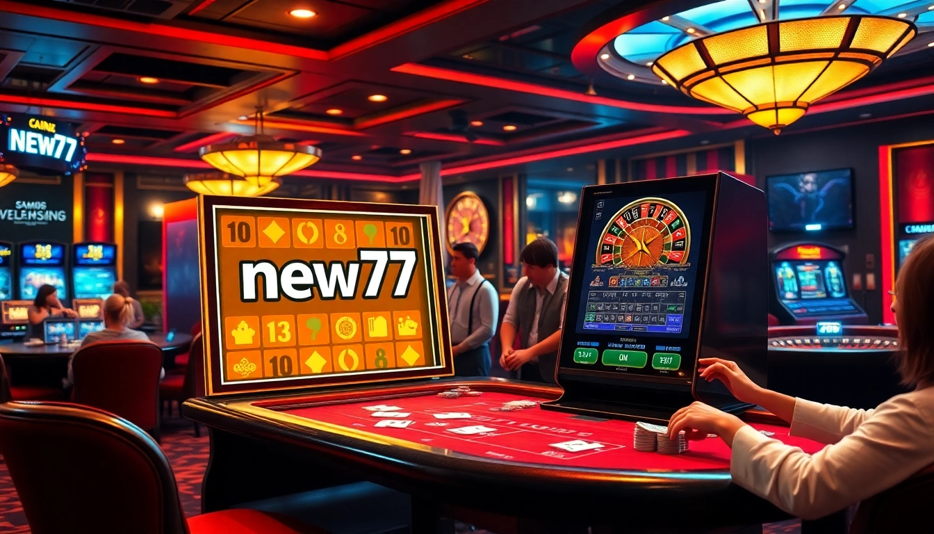 Experience the thrill of playing new77 slots in a vibrant casino atmosphere.