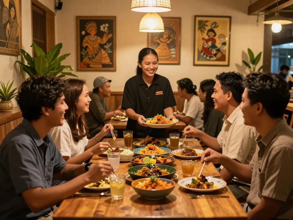 Enjoying a joyful dining experience at POKERSERI with vibrant dishes and welcoming ambiance.