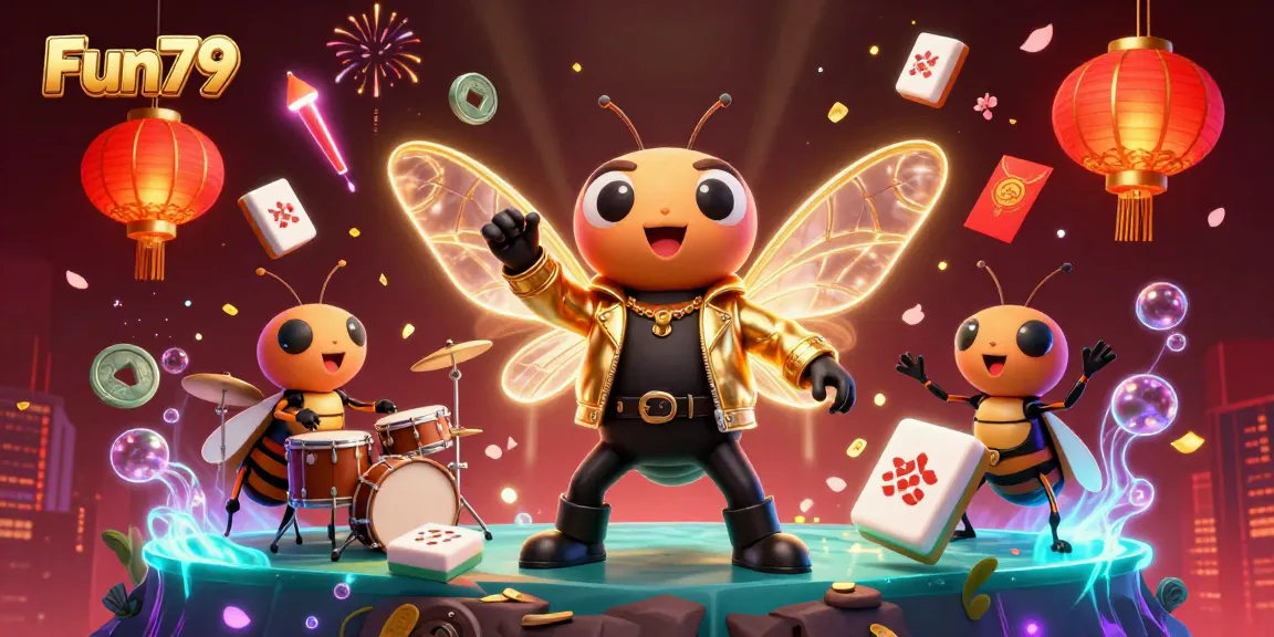Engage with Fun79 in a vibrant casino illustration featuring dynamic characters and game elements.