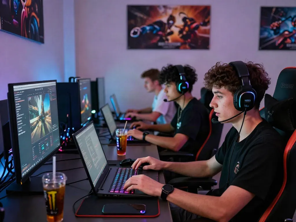 Engaged players in a modern gaming room showcasing ORION88 platform excitement.