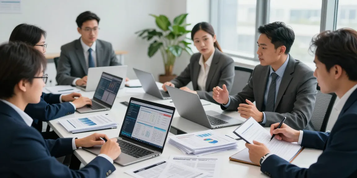 Team collaborating on financial crime intelligence strategies in modern office.