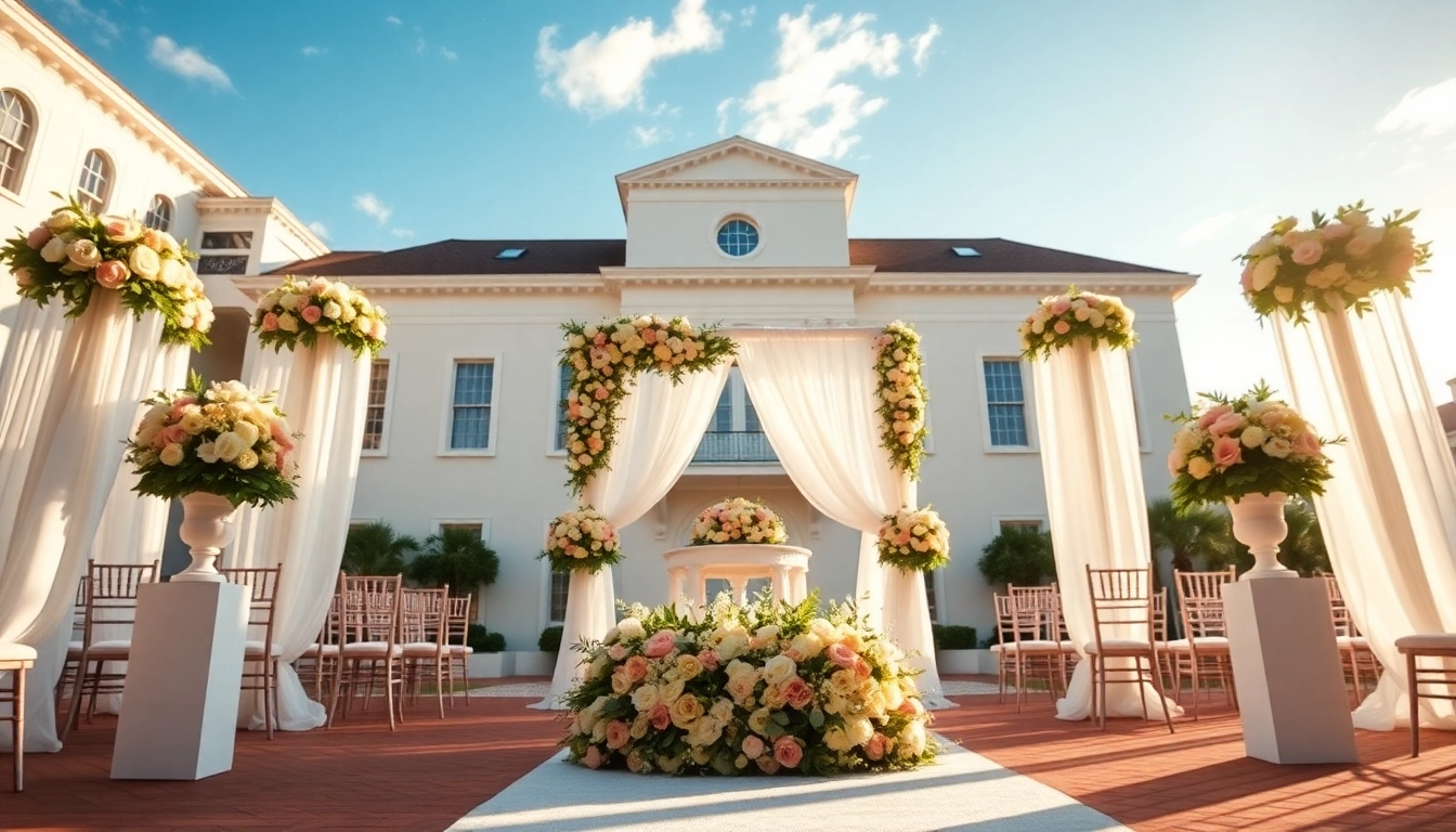 Stunning wedding setup at Jacksonville Wedding Venue with elegant décor and floral arrangements.