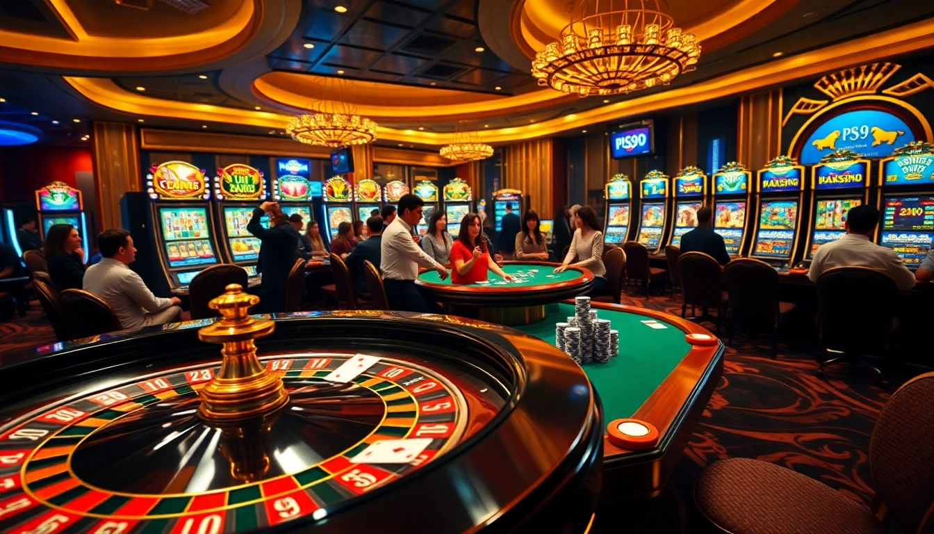 Thrilling gaming action at nhà cái PS99 with vibrant tables and luxury slots.