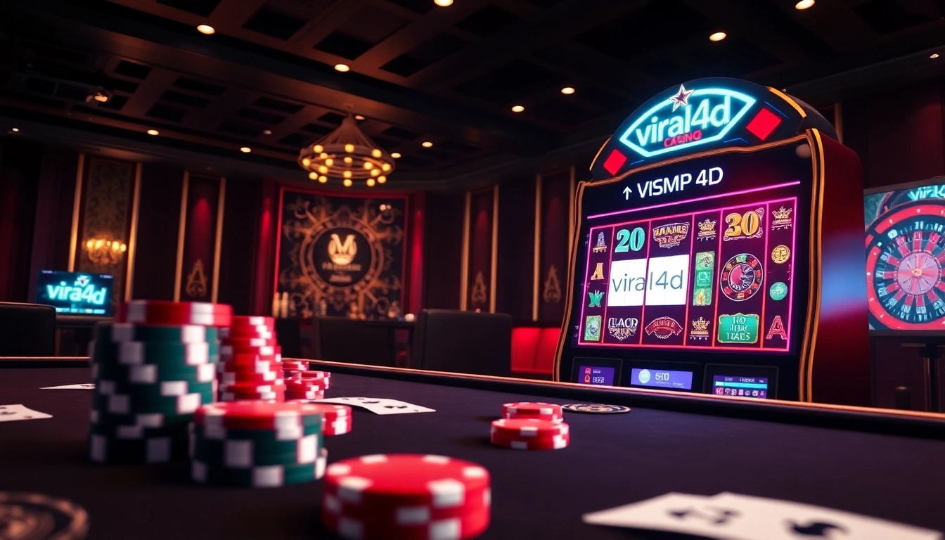 Experience the excitement of viral4d online gaming with vibrant poker chips and slot machines.