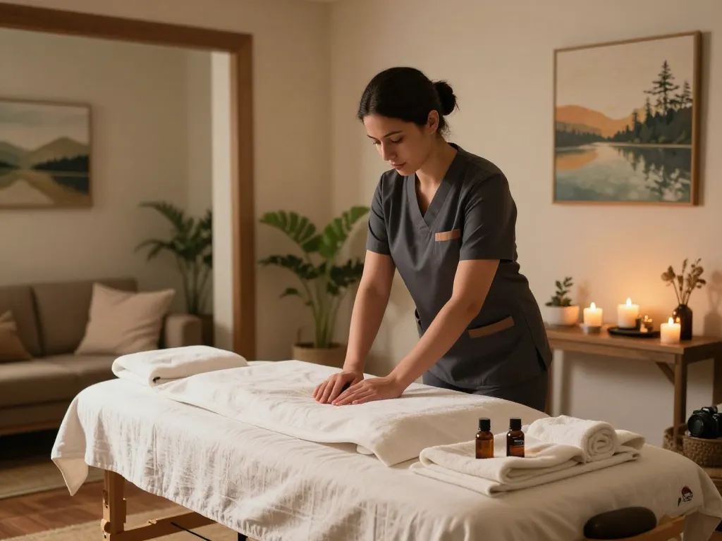 Luxurious 동대문스웨디시 massage therapy room with serene ambiance and professional setup.