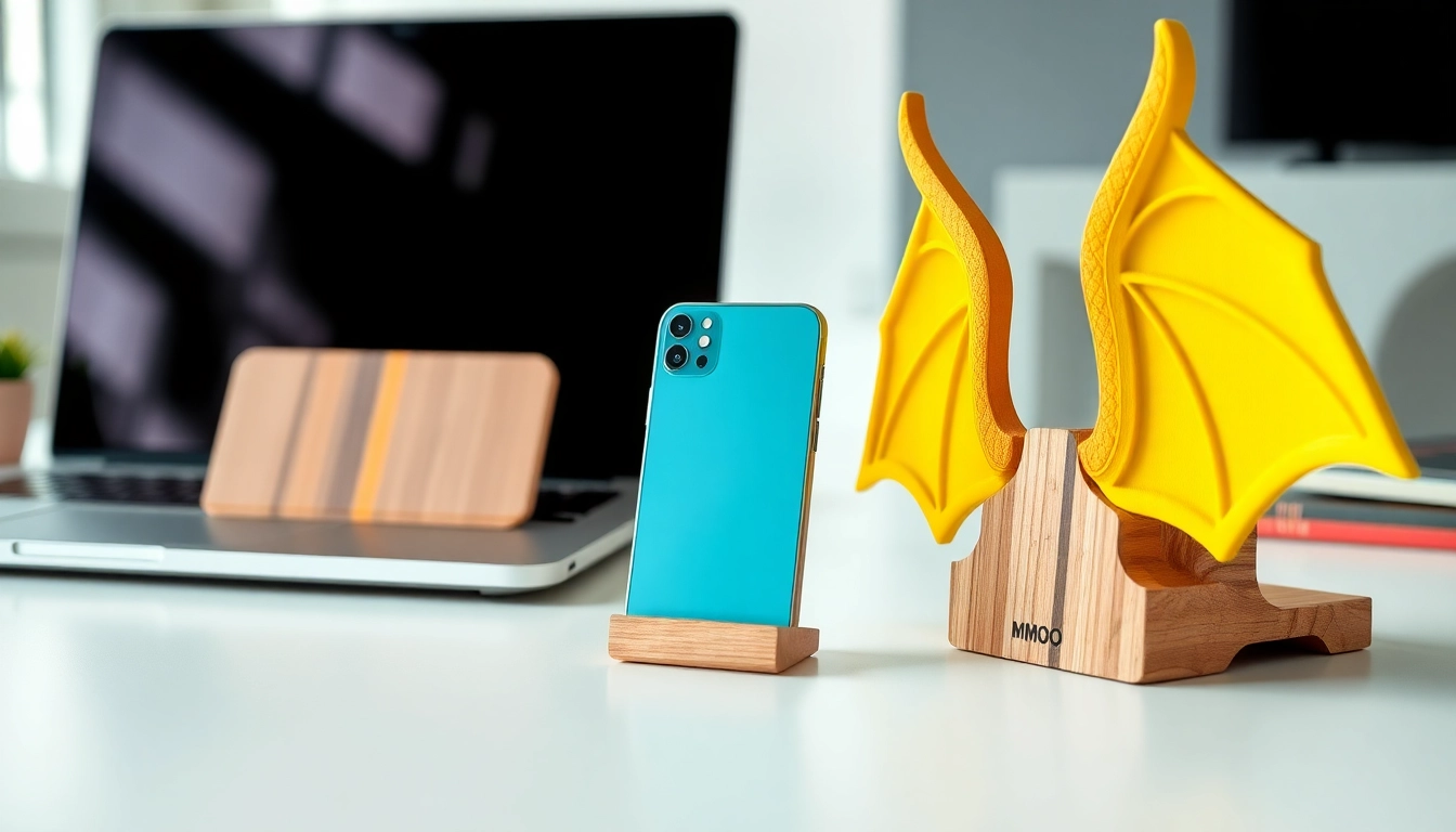 Stylish MMOO gadget accessories in a modern workspace setting, showcasing innovation and design.