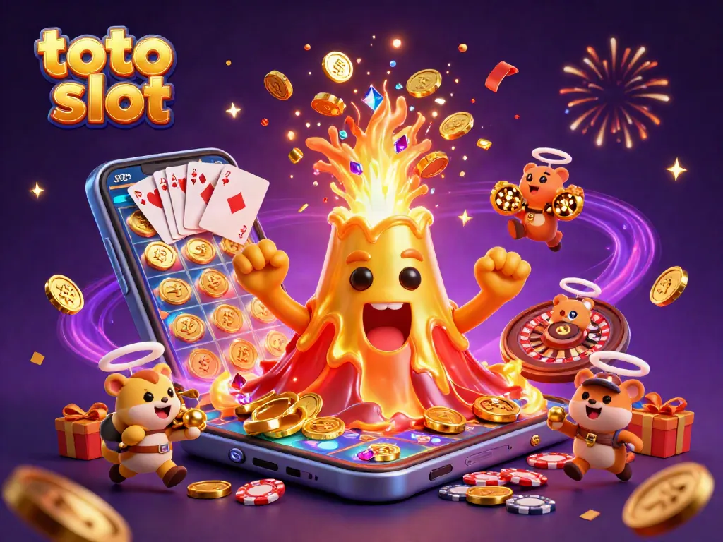Experience the thrill of toto slot with an erupting volcano and treasure-hunting explorers.