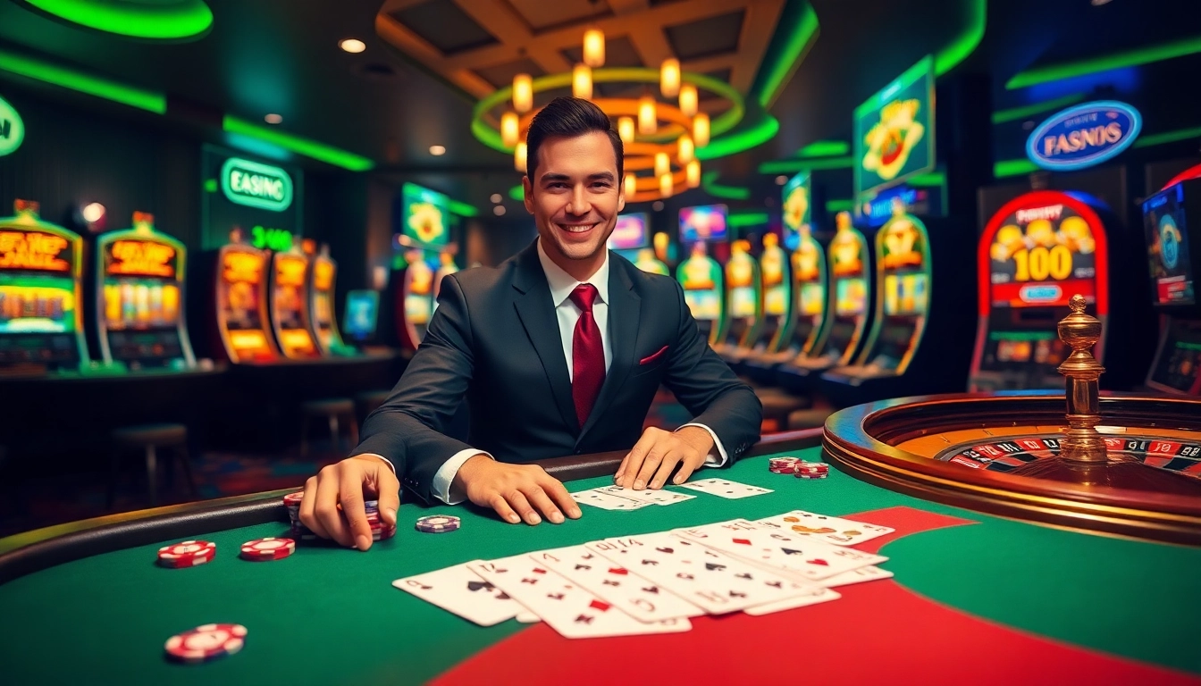 Experience the excitement of gambling at trang chủ S8 with a luxurious casino scene featuring a vibrant poker table.
